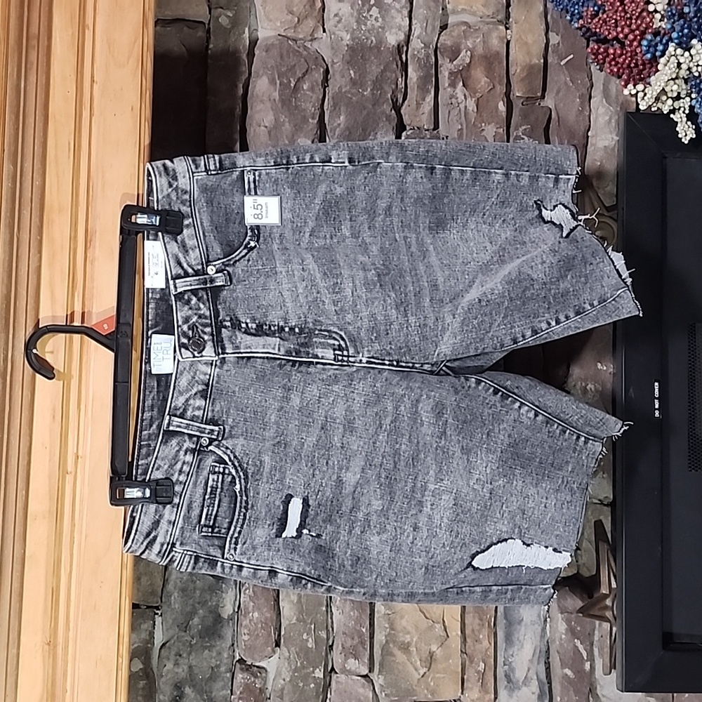 SALE💫Dark Gray Acid Wash Distressed Bermuda Shorts